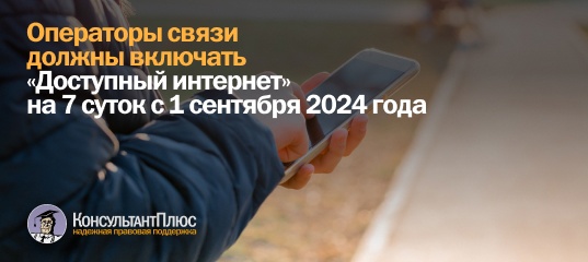 Операторы связи должны включать "Доступный интернет" на 7 суток с 1 сентября 2024 года